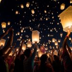 people celebrating Vesak Day with lanterns