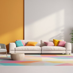 Desin interior livingroom with bright and colorfull