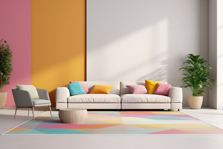 Desin interior livingroom with bright and colorfull